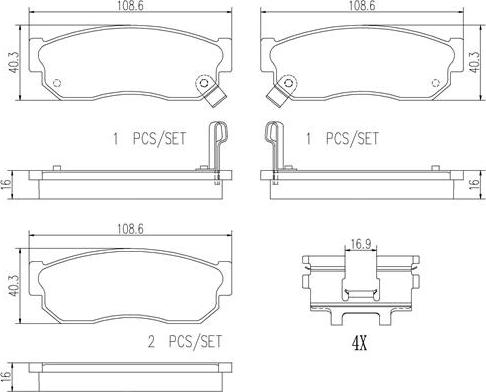 Brembo P56073N - Тормозные колодки, дисковые, комплект unicars.by