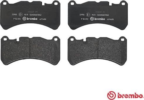 Brembo P 50 092 - Тормозные колодки, дисковые, комплект unicars.by