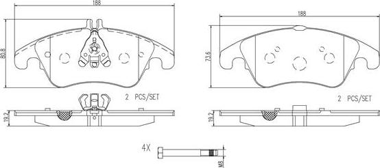 Brembo P50069N - Тормозные колодки, дисковые, комплект unicars.by