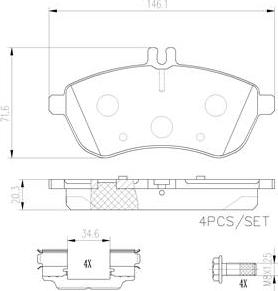 Brembo P50067N - Тормозные колодки, дисковые, комплект unicars.by