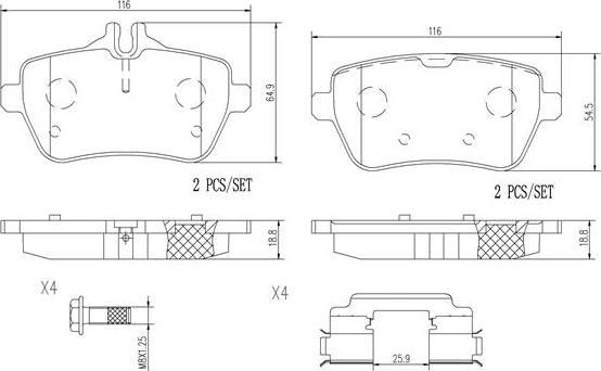 Brembo P50103N - Тормозные колодки, дисковые, комплект unicars.by