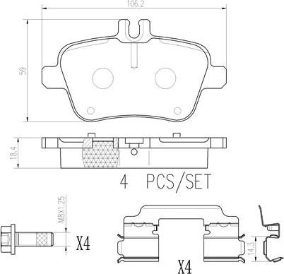 Brembo P50135N - Тормозные колодки, дисковые, комплект unicars.by