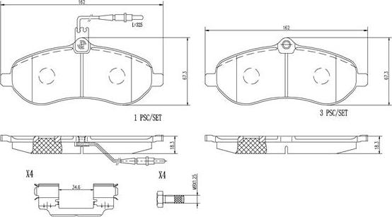 Brembo P61096N - Тормозные колодки, дисковые, комплект unicars.by