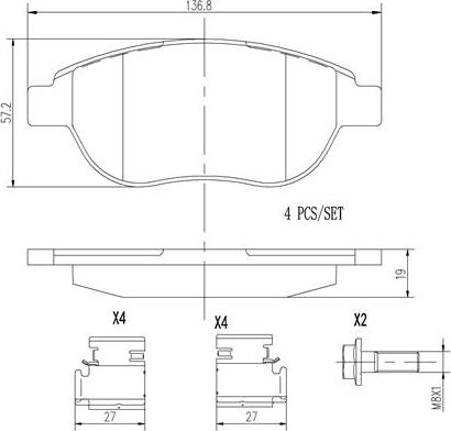 Brembo P61068N - Тормозные колодки, дисковые, комплект unicars.by