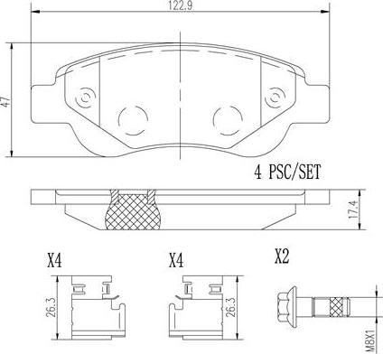 Brembo P61081N - Тормозные колодки, дисковые, комплект unicars.by