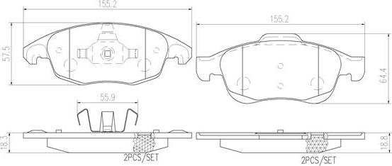 Brembo P61083N - Тормозные колодки, дисковые, комплект unicars.by