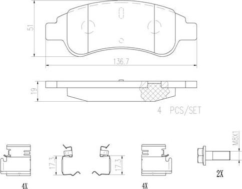 Brembo P61082N - Тормозные колодки, дисковые, комплект unicars.by