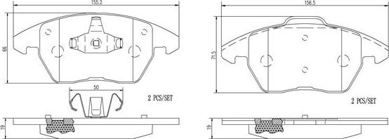 Brembo P61076N - Тормозные колодки, дисковые, комплект unicars.by