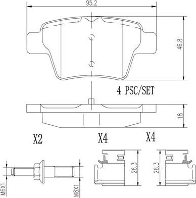 Brembo P61100N - Тормозные колодки, дисковые, комплект unicars.by