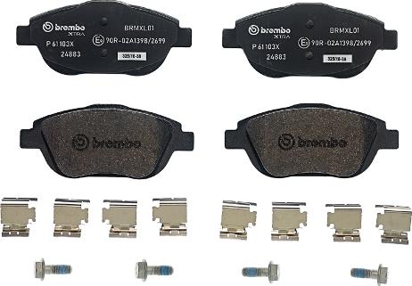 Brembo P 61 103X - Тормозные колодки, дисковые, комплект unicars.by