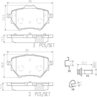 Brembo P61122N - Тормозные колодки, дисковые, комплект unicars.by