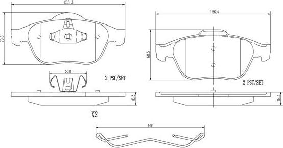 Brembo P68040N - Тормозные колодки, дисковые, комплект unicars.by