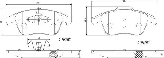 Brembo P68047N - Тормозные колодки, дисковые, комплект unicars.by