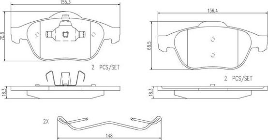 Brembo P68032N - Тормозные колодки, дисковые, комплект unicars.by