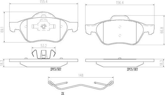 Brembo P68029N - Тормозные колодки, дисковые, комплект unicars.by