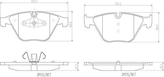 Brembo P06055N - Тормозные колодки, дисковые, комплект unicars.by