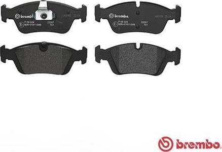 Brembo P 06 024 - Тормозные колодки, дисковые, комплект unicars.by