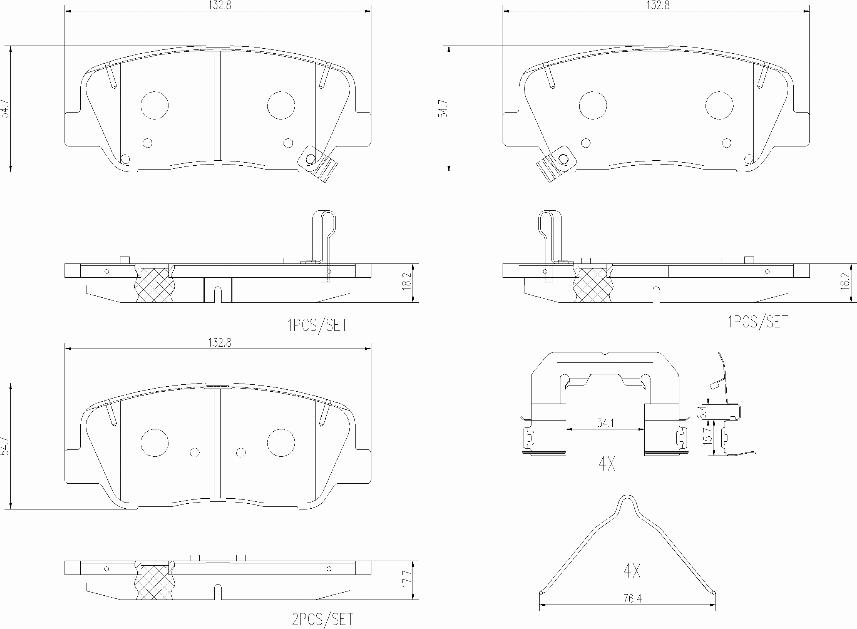 Brembo P 19 001 - Тормозные колодки, дисковые, комплект unicars.by