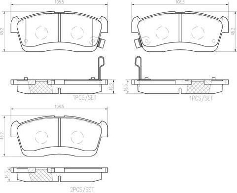 Brembo P16018N - Тормозные колодки, дисковые, комплект unicars.by