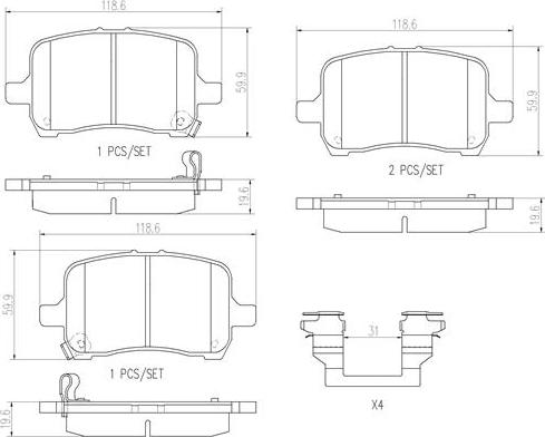 Brembo P10030N - Тормозные колодки, дисковые, комплект unicars.by