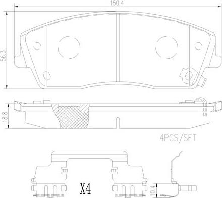 Brembo P11041N - Тормозные колодки, дисковые, комплект unicars.by