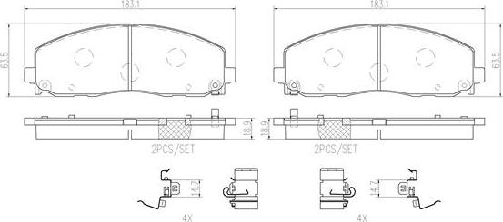 Brembo P11035N - Тормозные колодки, дисковые, комплект unicars.by