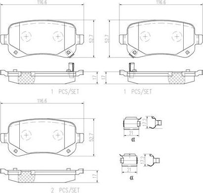 Brembo P11021N - Тормозные колодки, дисковые, комплект unicars.by