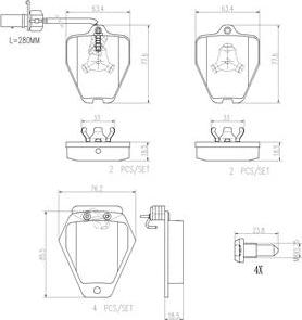 Brembo P85096N - Тормозные колодки, дисковые, комплект unicars.by