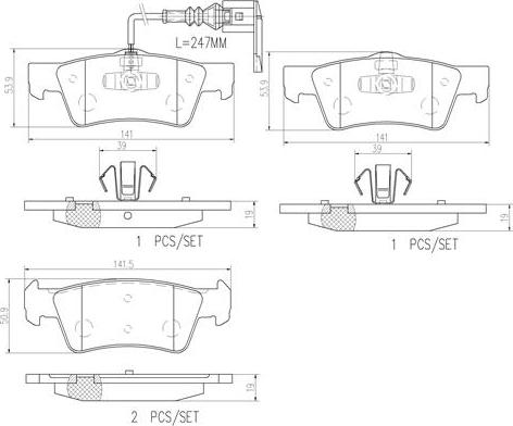 Brembo P85091N - Тормозные колодки, дисковые, комплект unicars.by