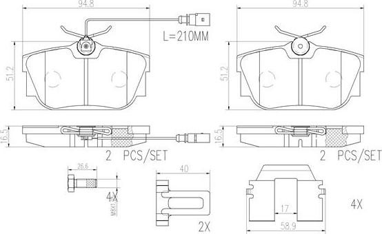 Brembo P85059N - Тормозные колодки, дисковые, комплект unicars.by