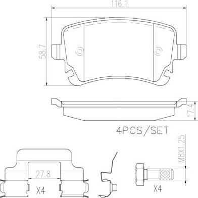 Brembo P85076N - Тормозные колодки, дисковые, комплект unicars.by