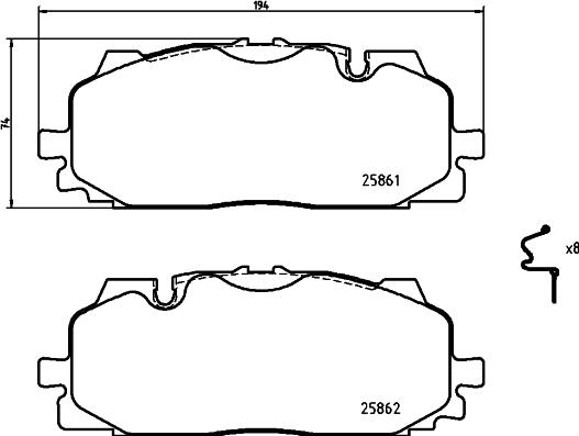 Brembo P 85 165 - Тормозные колодки, дисковые, комплект unicars.by