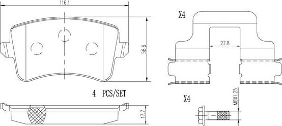 Brembo P85100N - Тормозные колодки, дисковые, комплект unicars.by