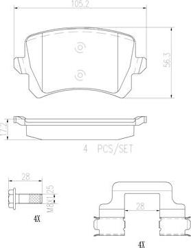 Brembo P85108N - Тормозные колодки, дисковые, комплект unicars.by