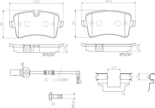 Brembo P85117N - Тормозные колодки, дисковые, комплект unicars.by