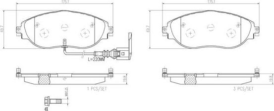 Brembo P85131N - Тормозные колодки, дисковые, комплект unicars.by