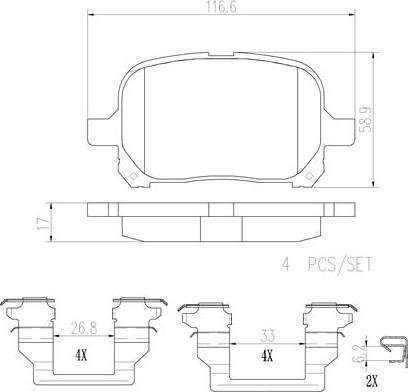 Brembo P83040N - Тормозные колодки, дисковые, комплект unicars.by