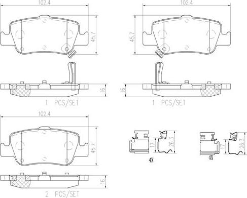 Brembo P83080N - Тормозные колодки, дисковые, комплект unicars.by