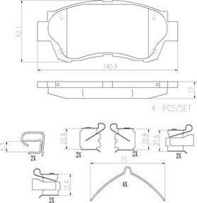 Brembo P83027N - Тормозные колодки, дисковые, комплект unicars.by