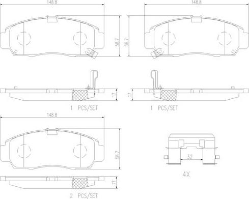 Brembo P28034N - Тормозные колодки, дисковые, комплект unicars.by