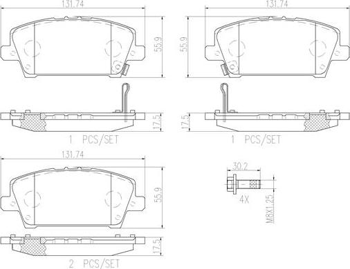 Brembo P28037N - Тормозные колодки, дисковые, комплект unicars.by