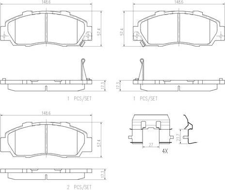 Brembo P28026N - Тормозные колодки, дисковые, комплект unicars.by