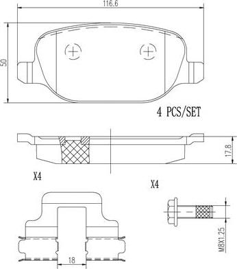 Brembo P23109N - Тормозные колодки, дисковые, комплект unicars.by