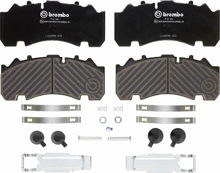 Brembo P A1 103 - Тормозные колодки, дисковые, комплект unicars.by