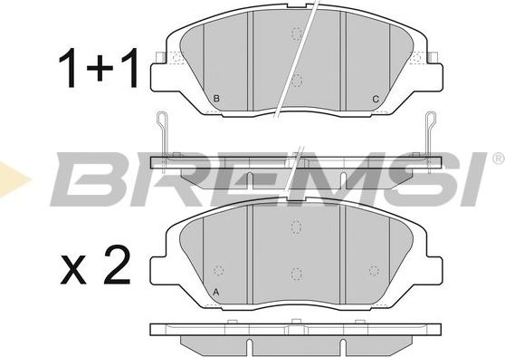 Bremsi BP3492 - Тормозные колодки, дисковые, комплект unicars.by