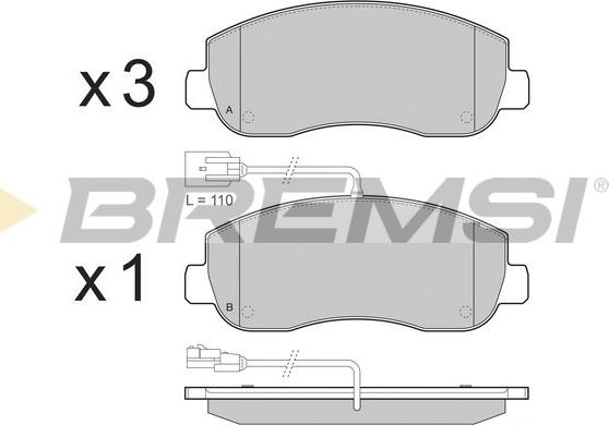 Bremsi BP3439 - Тормозные колодки, дисковые, комплект unicars.by