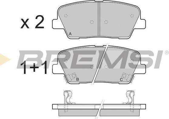 Bremsi BP3435 - Тормозные колодки, дисковые, комплект unicars.by