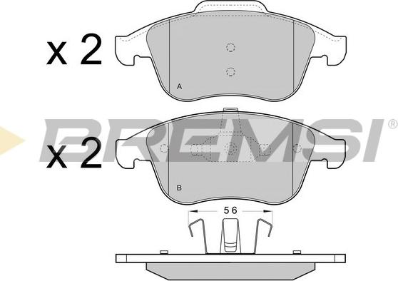 Bremsi BP3431 - Тормозные колодки, дисковые, комплект unicars.by