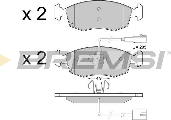 Bremsi BP3433 - Тормозные колодки, дисковые, комплект unicars.by