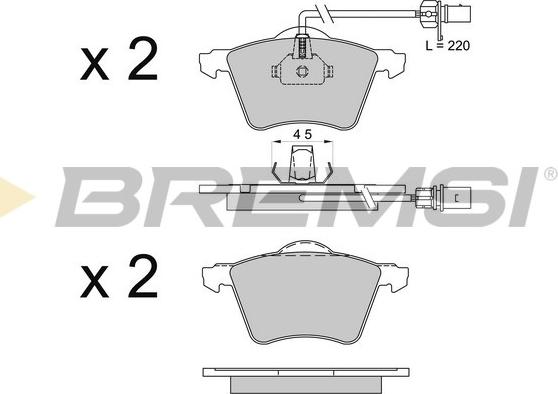 Bremsi BP3506 - Тормозные колодки, дисковые, комплект unicars.by